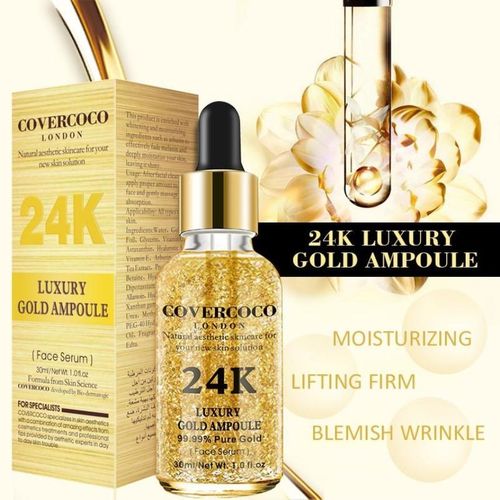 Covercoco 24K - Ampoule de luxe en or solution de soin-Sérum pour visage Hydratant Blanchissant Anti-acné  Anti-âge  Anti-Rides