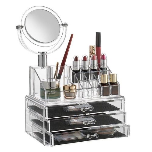 Organisateur Acrylique De Maquillage et Bijoux Avec 3 Tiroirs avec Miroir