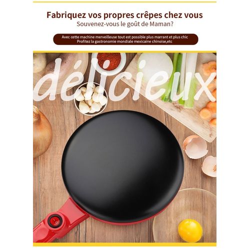 Crêpière électrique préparé des crêpes fines et savoureuses à la maison (avec Assiette et Fouet Offert)