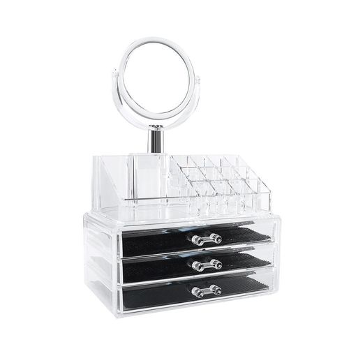 Organisateur Acrylique De Maquillage et Bijoux Avec 3 Tiroirs avec Miroir