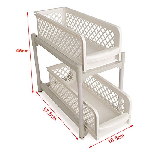 Tiroirs coulissants portatifs de 2 niveaux pour cuisine et salle de bain